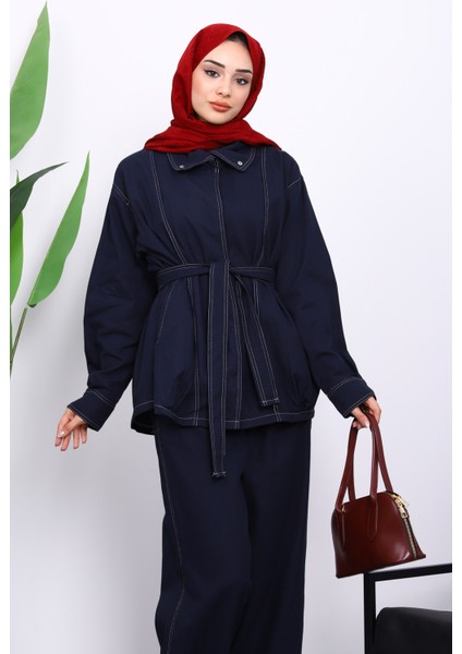 Lacivert Çıtçıtlı Ceket Pantolonlu Gabardin Takım modelleri