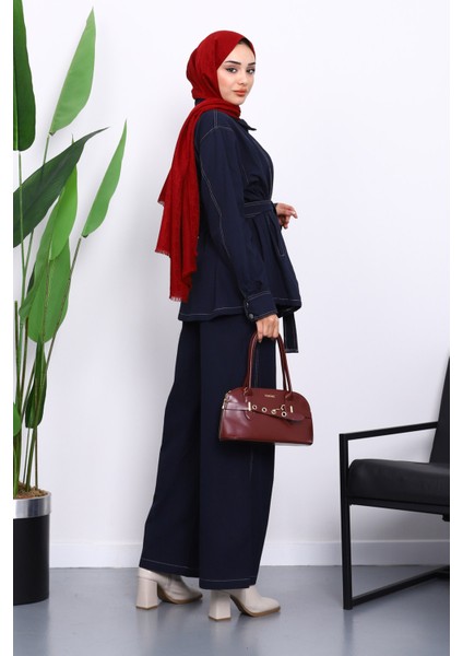 Lacivert Çıtçıtlı Ceket Pantolonlu Gabardin Takım fırsatları