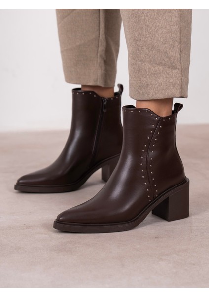 Hera Kahve Hakiki Deri Kadın Bot