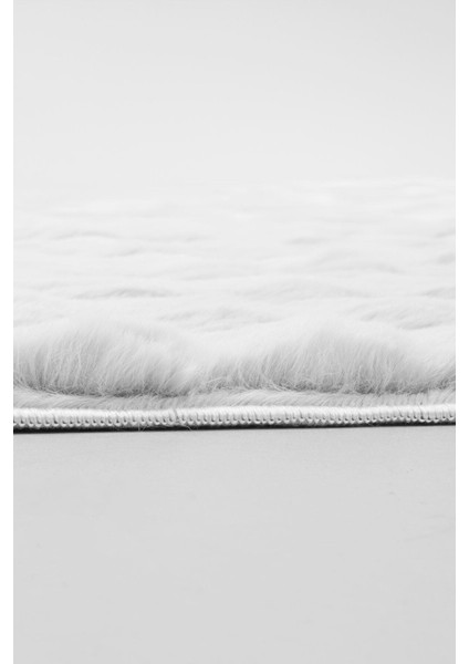 Maya Tavşan Tüyü Peluş Bubble Halı | Kaymaz Tabanlı Makinede Yıkanabilir Yumuşak Halı |beyaz| MYA01 fırsatları