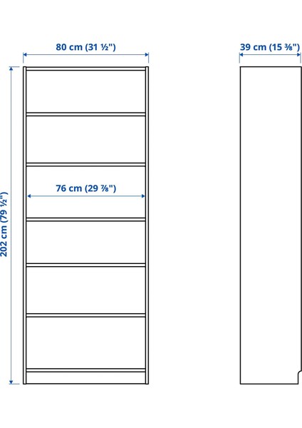 Bılly Kitaplık Beyaz 80 x 40 x 202 cm fiyatları