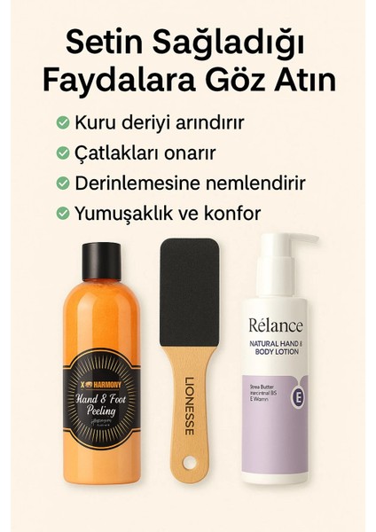 Xpro Harmony Pürüzsüz Topuklar Için 3’lü Ayak Bakım Seti | Ölü Deri Arındırıcı Peeling + Törpü + Losyon fırsatları