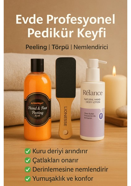 Xpro Harmony Pürüzsüz Topuklar Için 3’lü Ayak Bakım Seti | Ölü Deri Arındırıcı Peeling + Törpü + Losyon indirimleri