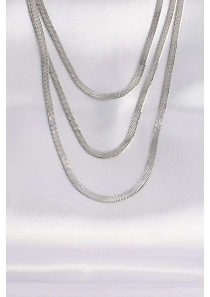 Bfs 316L Çelik Italyan Zincir Gümüş Renk Çoklu Kolye