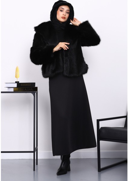 Siyah Astarlı Kısa Kürk Kaban fiyatları