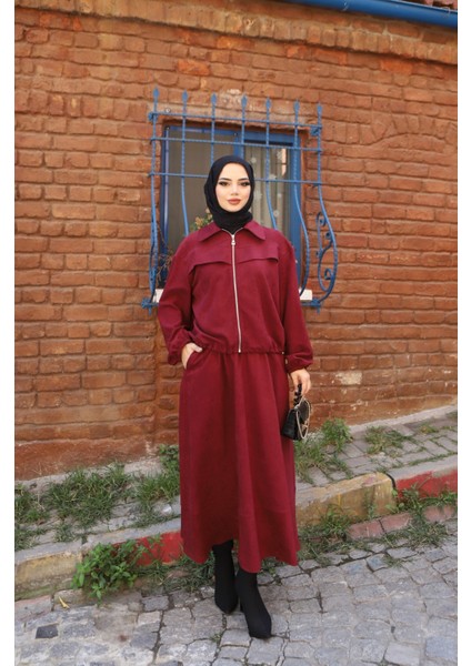 Fermuarlı Etekli Süet Takım
