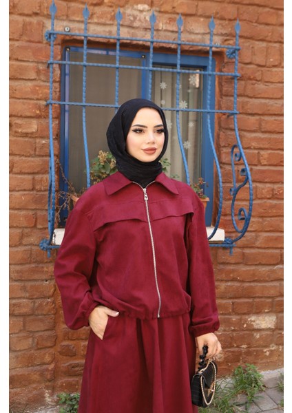 Fermuarlı Etekli Süet Takım fırsatları