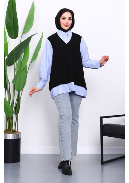 Siyah Triko Garnili Gömlek fiyatları