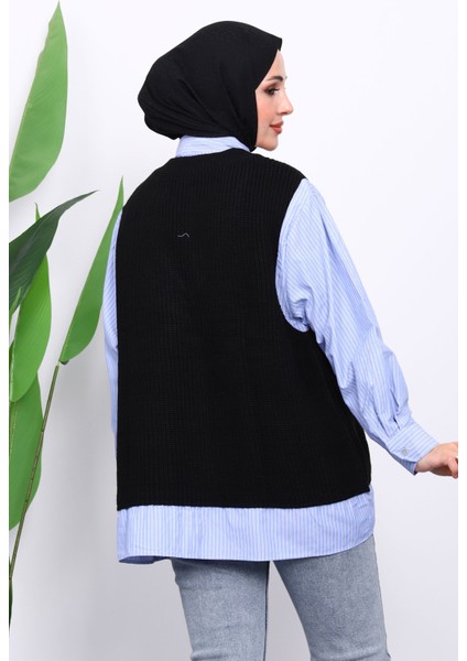 Siyah Triko Garnili Gömlek fırsatları