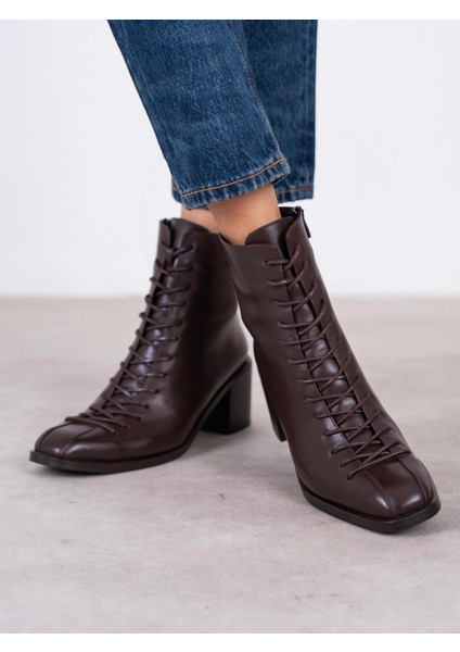 Hensy Kahve Hakiki Deri Kadın Bot