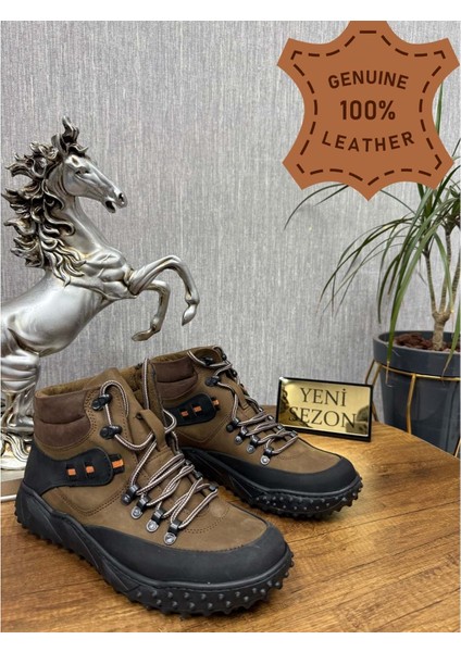Erkek Hakiki Deri Trekking & Hiking Outdoor Bot - Kahverengi - 41