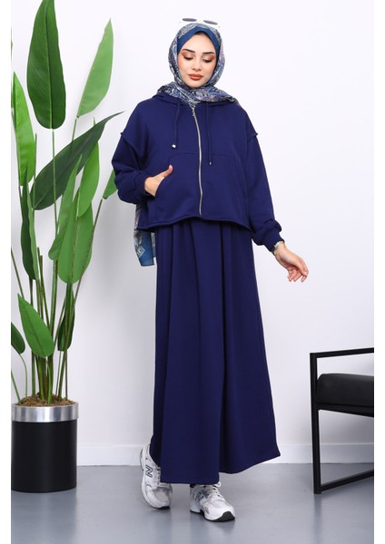 Lacivert Üç İplik Sweat Hırka Elbise Kombin Takım fiyatları