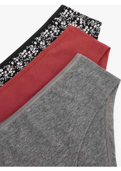 Çiçekli Silhouette 3'lü Normal Bel Hipster Külot