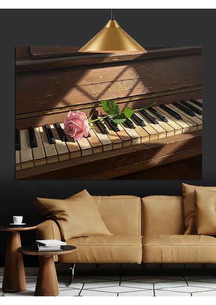 Piyano Tuşları Çiçek Müzik Dekoratif Kanvas - Mdf Ahşap Tablo modelleri