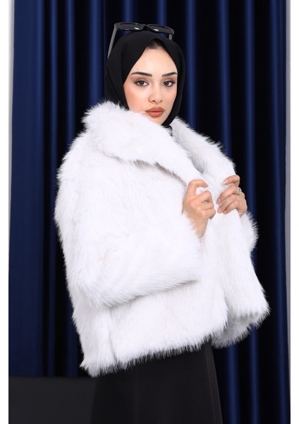 Ekru Astarlı Kısa Kürk Kaban fiyatları