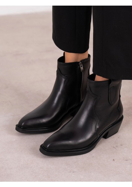 Estelle Siyah Hakiki Deri Kadın Bot