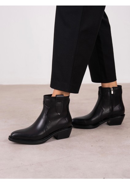 Estelle Siyah Hakiki Deri Kadın Bot modelleri
