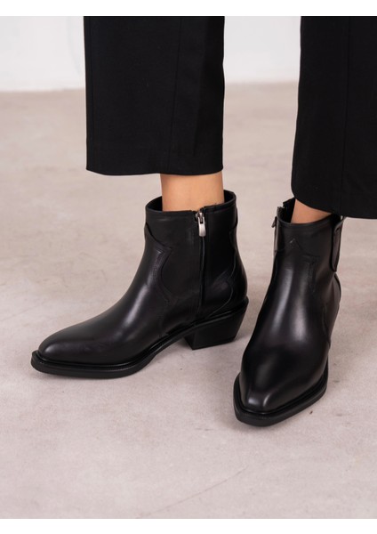 Estelle Siyah Hakiki Deri Kadın Bot fırsatları