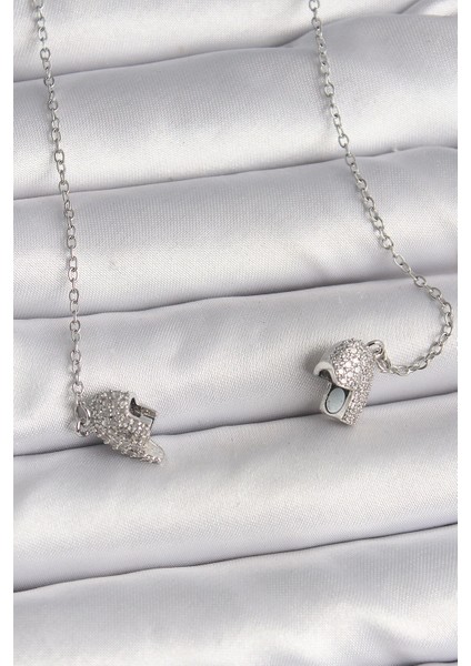 Bfs 316L Çelik Gümüş Renk Zirkon Taşlı Mıknatıslı Kalp Model Kadın Kolye fiyatları