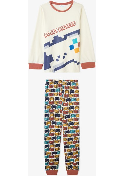 Erkek Çocuk Gaming Baskılı Uzun Kollu Pamuklu 2'li Pijama Takımı