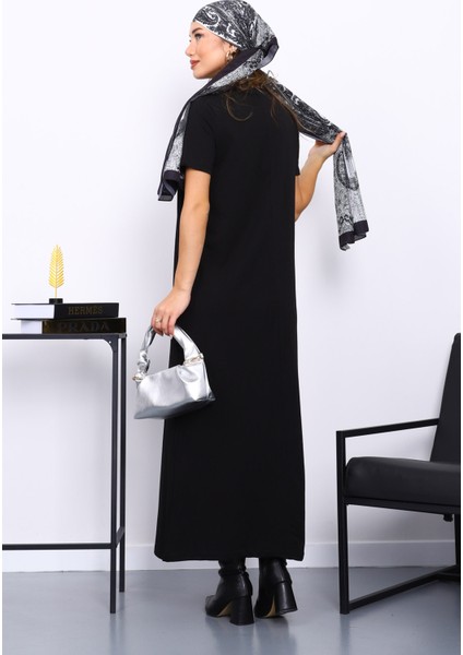 Siyah Kısa Kol Tesettür İçlik Elbise fırsatları