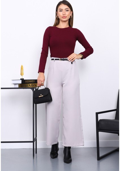 Bej Kemerli Yan Fermuarlı Pantolon fiyatları