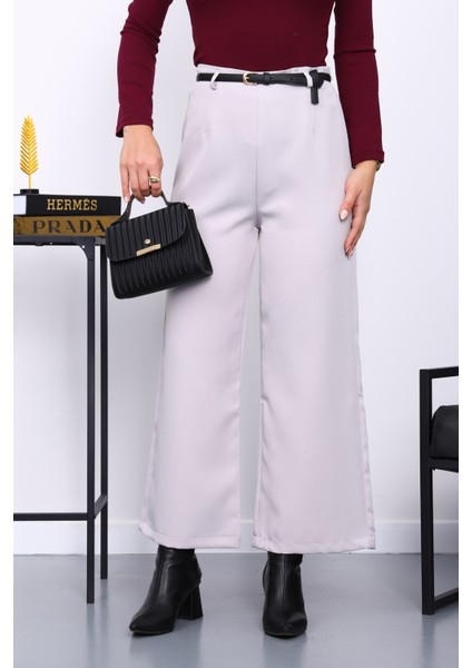 Bej Kemerli Yan Fermuarlı Pantolon fırsatları