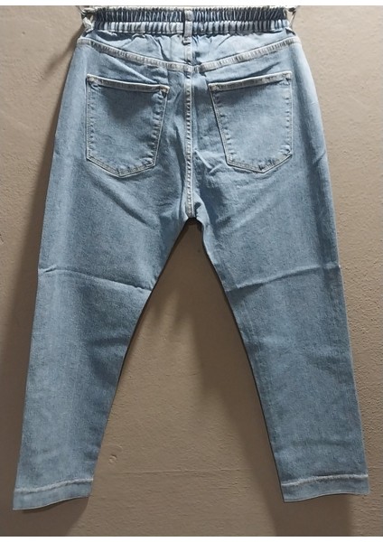 Kadın Paça Taş Detay Beli Lastikli Likralı Üst Düzey Büyük Beden Pantolon modelleri