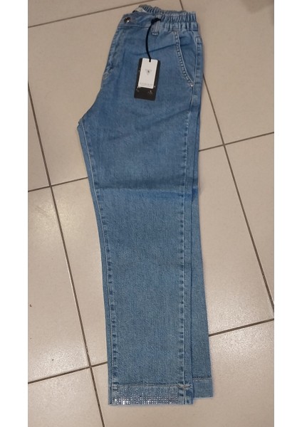 Kadın Paça Taş Detay Beli Lastikli Likralı Üst Düzey Büyük Beden Pantolon fırsatları