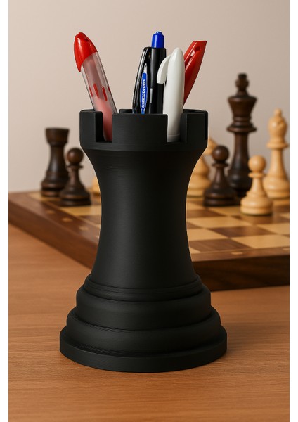 Satranç Kulesi Şeklinde 3D Baskı Kalemlik – Şık ve Fonksiyonel Masa Üstü Düzenleyici fiyatları