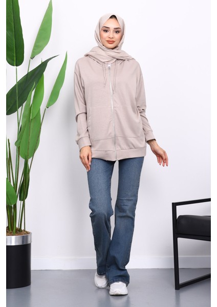 Taş Kapşonlu Fermuarlı Modal Sweat Hırka fiyatları