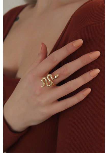Bfs Ayarlanabilir Gold Renk Yılan Yüzük