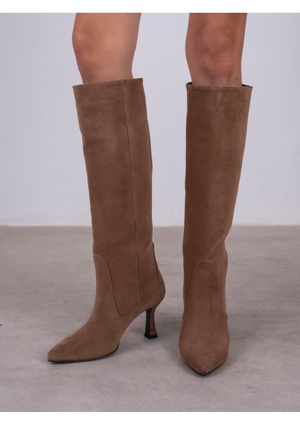 Ambra Camel Süet Hakiki Deri Kadın Çizme modelleri