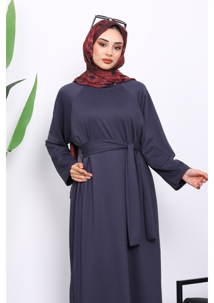 Füme Kolu Armalı Reglan Kol Basic Modal Kuşaklı Elbise modelleri