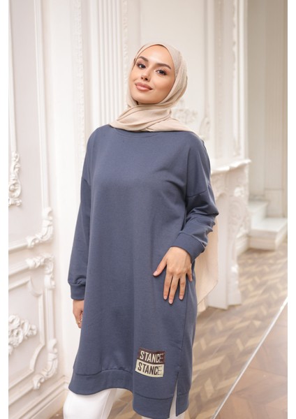 Antrasit Bisiklet Yaka Armalı Tunik modelleri