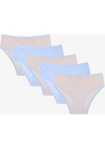 Kız Çocuk Chicken Çiçekli Desenli Pamuklu 5'li Külot