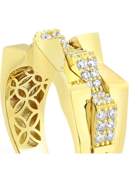 Taşlı Tasarım Altın Yüzük - 14K