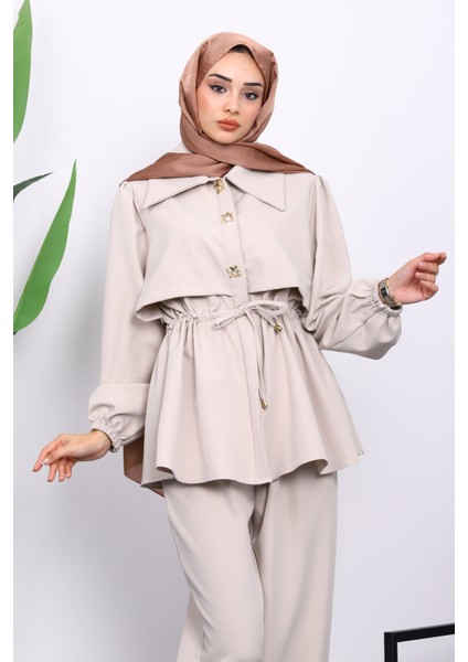 Taş Double Krep Tunik Pantolonlu Takım modelleri