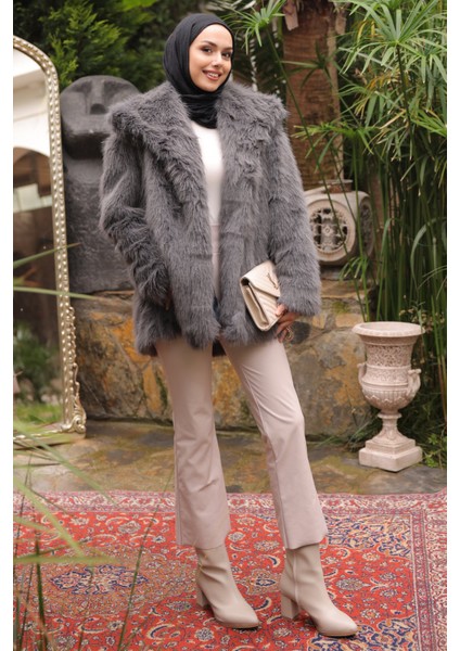 Füme Kemerli Astarlı Kürk Kaban