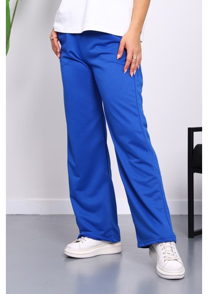 Saks Mavi Bel Lastikli İki İplik Palazzo Eşofman Alt fırsatları