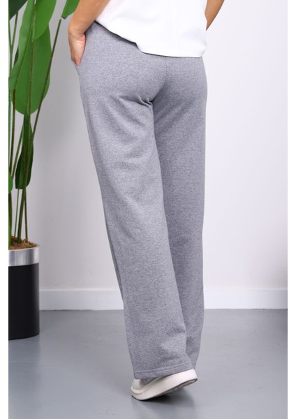 Koyu Gri Bel Lastikli İki İplik Palazzo Eşofman Alt fırsatları