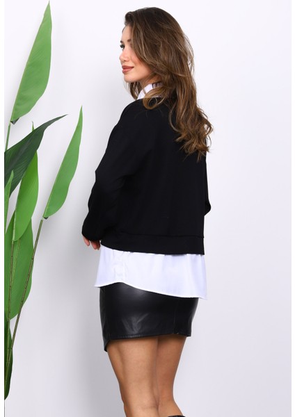 Siyah Gömlek Garnili Modal Sweat fırsatları