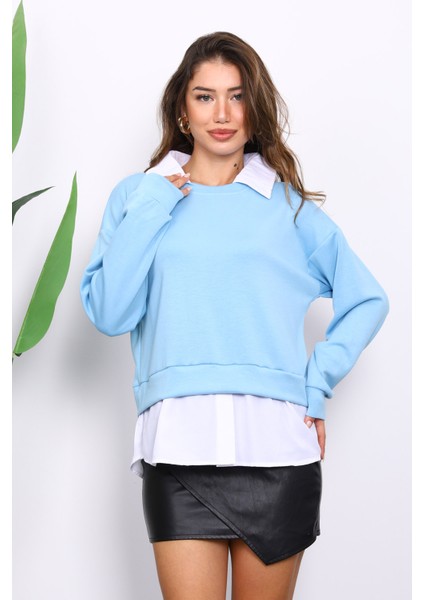 Bebe Mavi Gömlek Garnili Modal Sweat modelleri