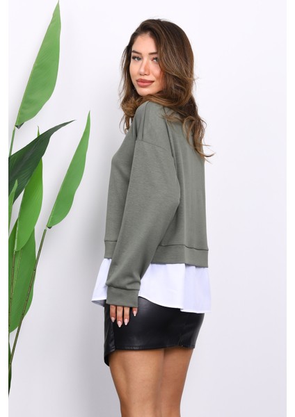 Haki Gömlek Garnili Modal Sweat modelleri