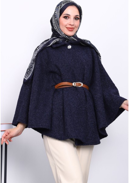 Lacivert Kemerli Kaşe Panço