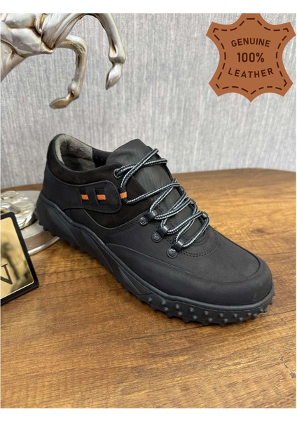 Erkek Hakiki Deri Trekking & Hiking Outdoor Ayakkabı - Siyah - 41