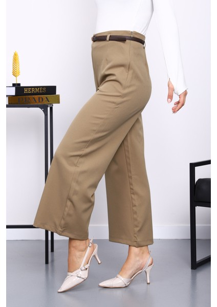 Haki Kemerli Yan Fermuarlı Pantolon modelleri