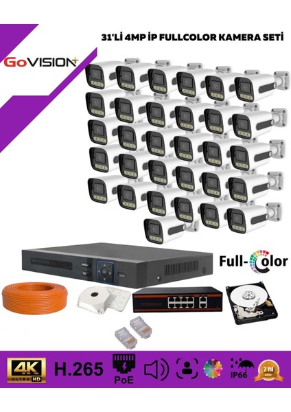 Go Vision 31'li Güvenlik 4mp Ip Kamera Seti
