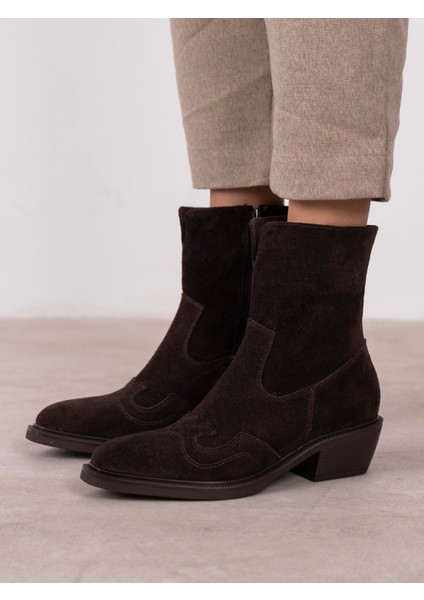 Krowe Kahve Süet Hakiki Deri Kadın Bot fiyatları