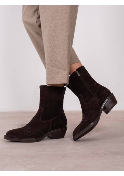 Krowe Kahve Süet Hakiki Deri Kadın Bot indirimleri